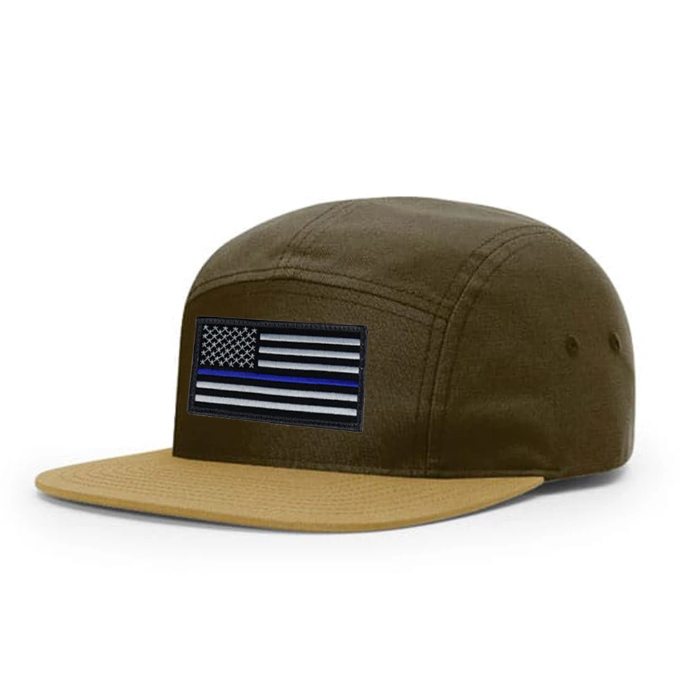 Custom US Flag Patches 5 Panel  Mesh Snap back Trucker Hats, Black Color Cotton Twill Trucker Caps Sports Caps