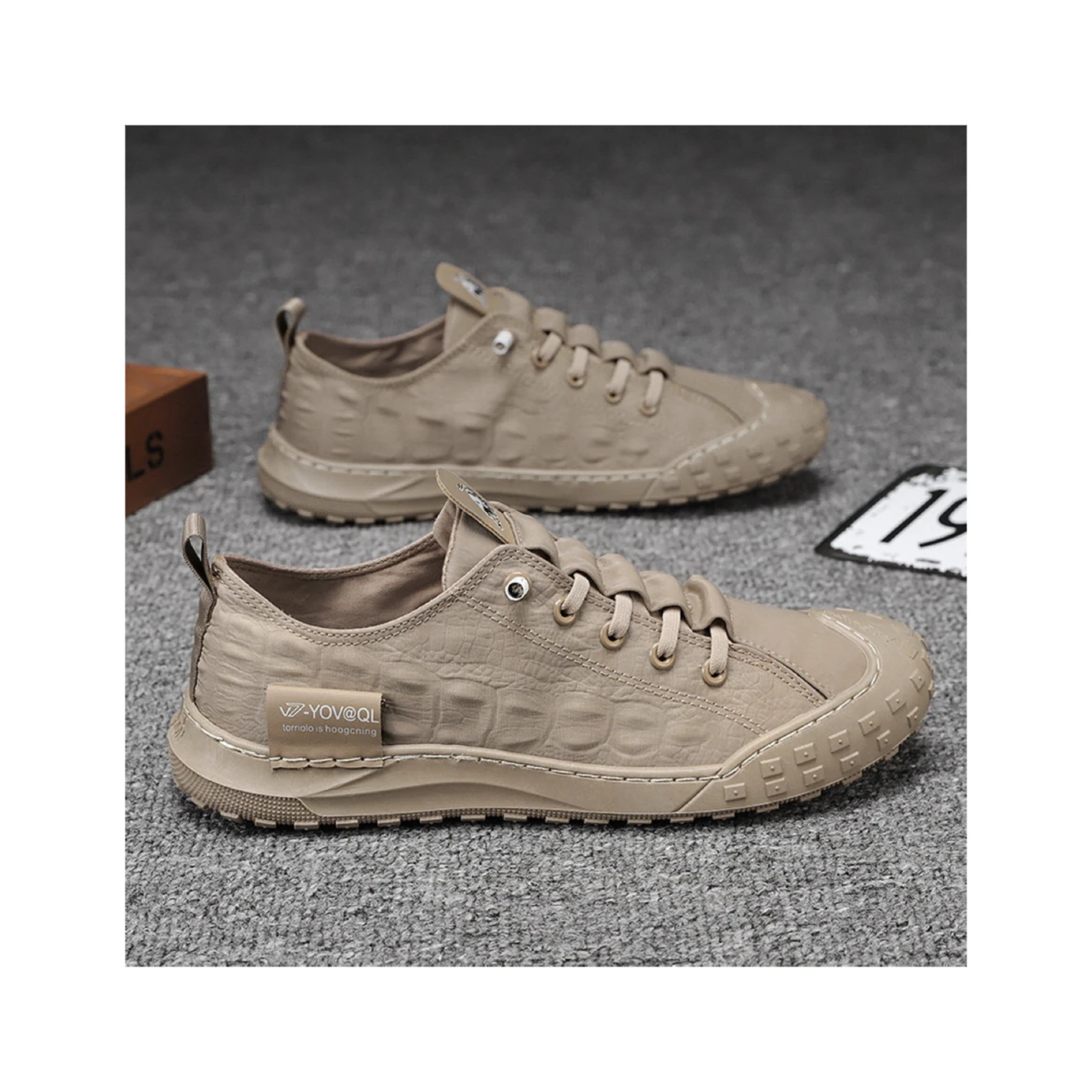 Casual walking shoes crocodile skin embossed pattern non-slip sole men casual jogging shoes skateboard shoes