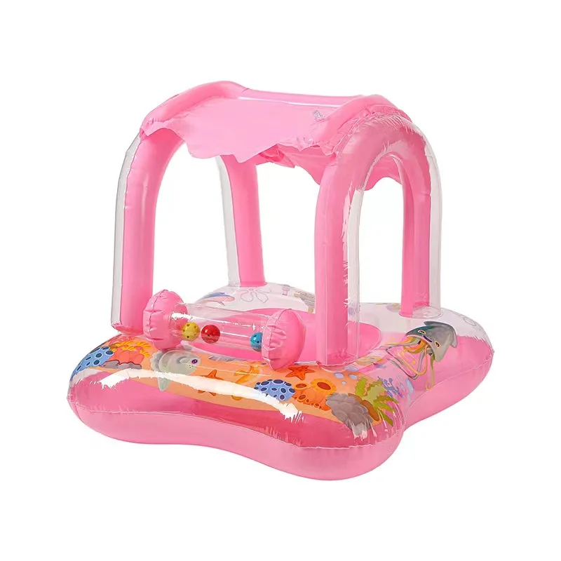 New design Baby swimming ring inflatable baby swimming float with canopy pool floats for kids