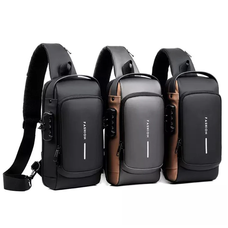 Hot selling waterproof chest bag USB men Crossbody Sling Bag Men Crossbody fashion chest bag
