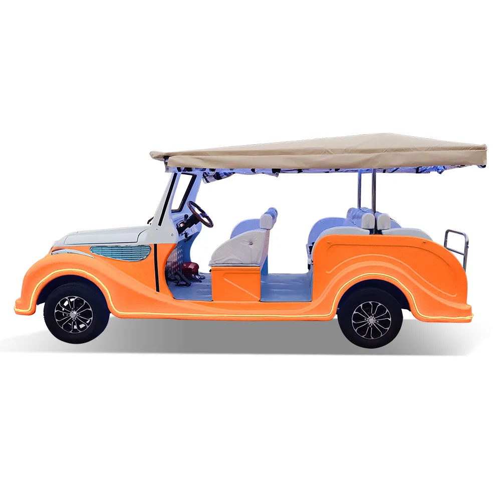 Fashionable Pink and Blue Color-Blocked 8-Seater Classic Car, Unique Design, Distinctive Appearance, Ideal for VIP Reception
