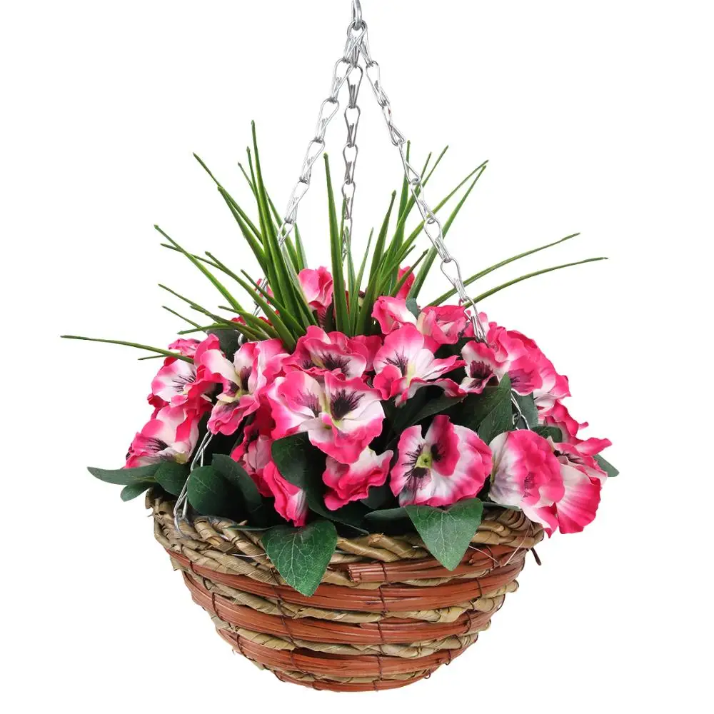 Hot Sale Home Office Decor Artificial Natural Plant Hanging Color Flower with Basket