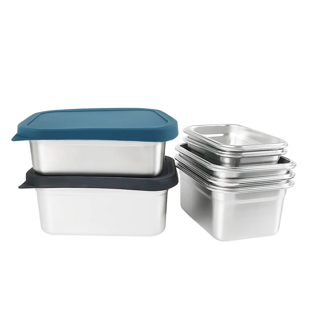 LIHONG Custom logo 304 stainless steel lunch box kids bento box compartment snack metal food container