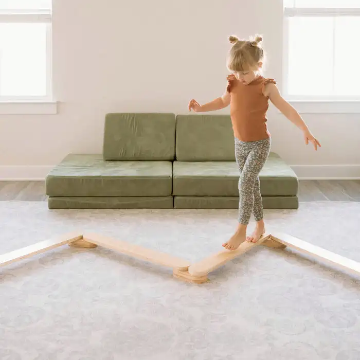 Montessori inspired low balance beam for Kids Coordination Gym Wooden Balance Beam
