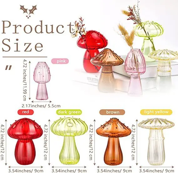 hand blown wholesale price new design modern mushroom glass vase mushroom shaped glass vase