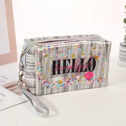 Luxury Elegant PVC Makeup Bag Holographic Laser Plastic Ziplock Pouch Bag Cosmetic Waterproof Travel Toiletry Cosmetic Bag