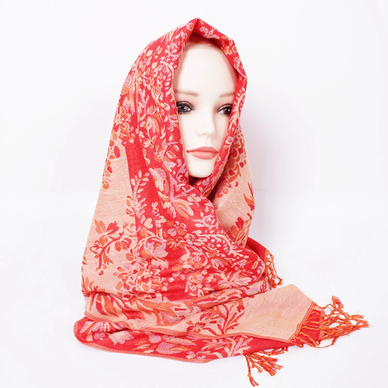New Fashion Elegant Scarf Crepe Plain Hijab Scarf Flower Design Arab Muslim Hijab