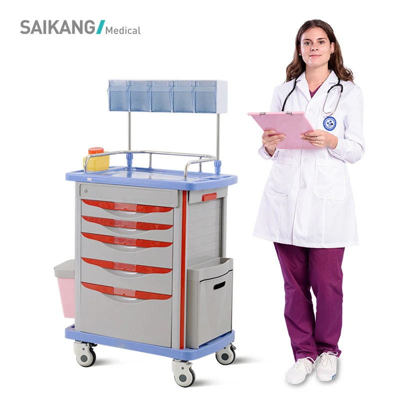 SKR051-AT SAIKANG Wholesale Hospital Drug Cart Medical Emergency Trolley Manufacturers