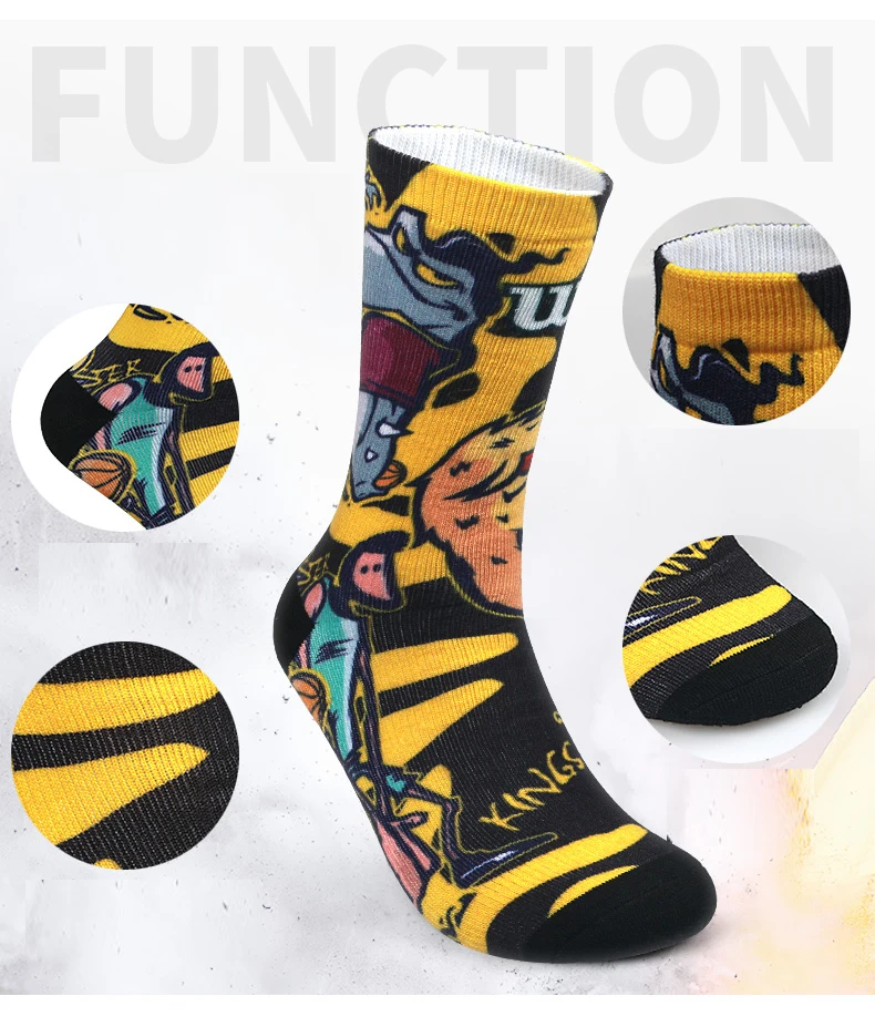 All over combed cotton photo print sublimation 360 custom print socks oem