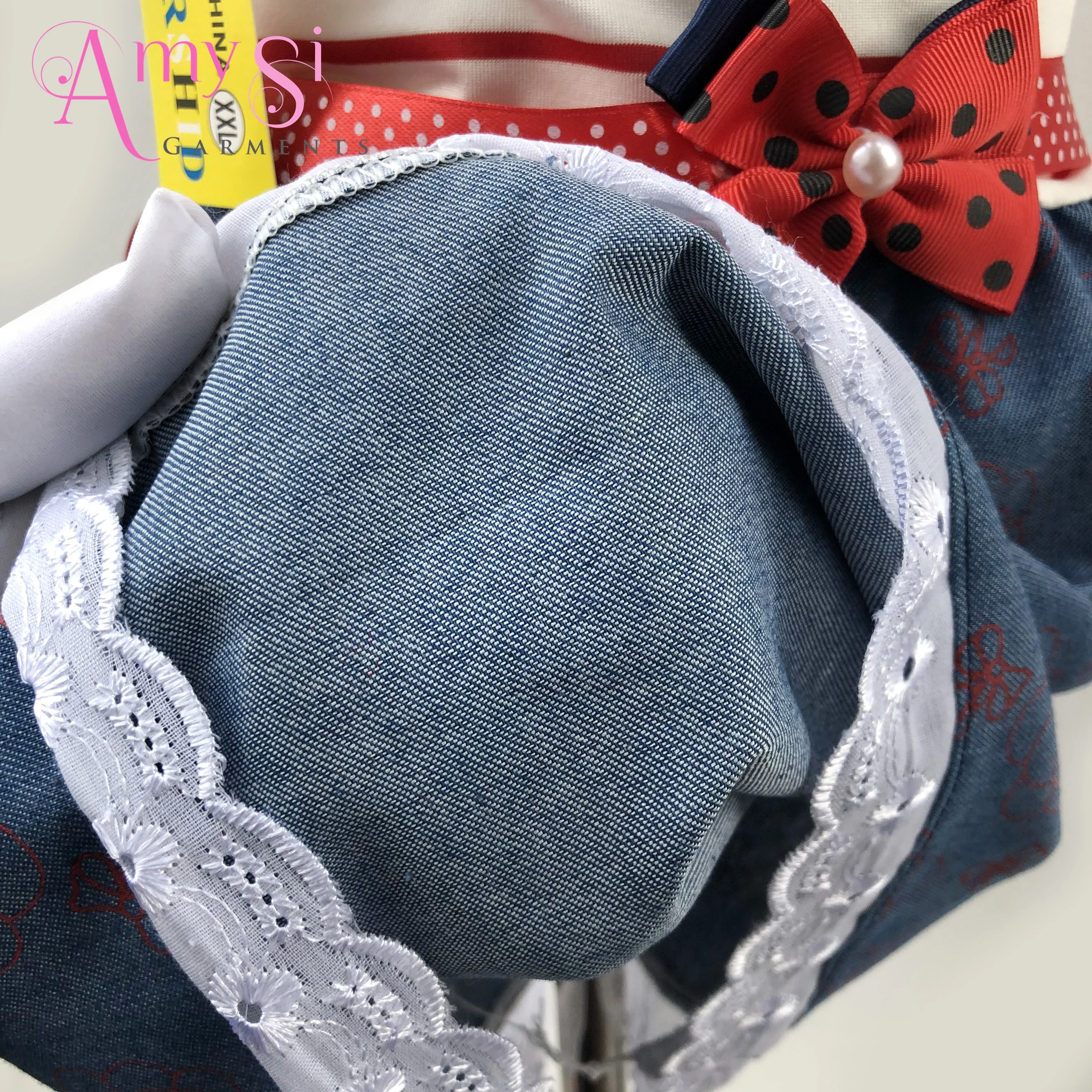MQL004 Free Shipping wholesale yiwu market kids garments baby girls summer denim dress for 1 - 2 years old