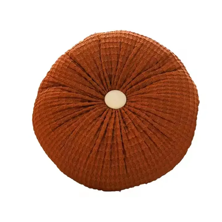 Round Brown Cushion Comfortable Seat Moadern Style Velvet Throw Pillow For Floor Chair Livingroom