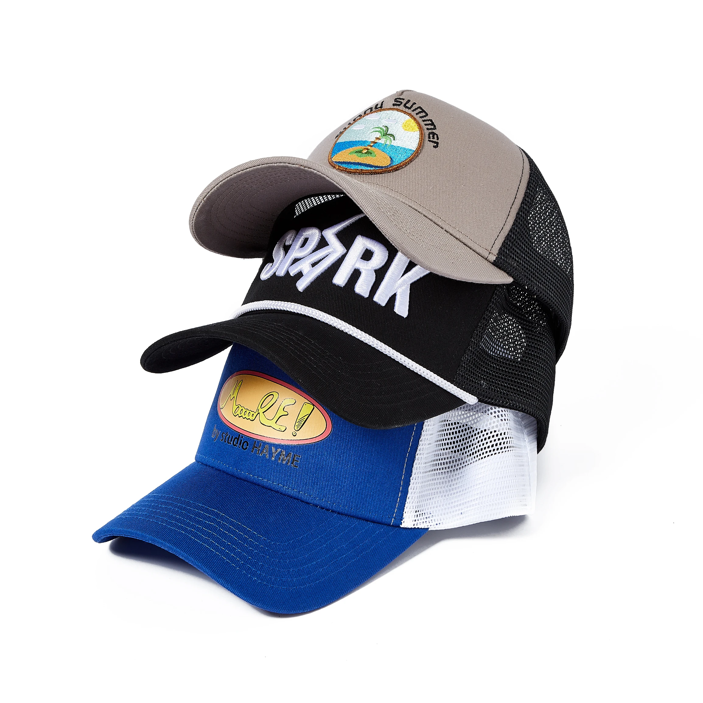 Оптовая продажа, модный дизайн, индивидуальная вышивка, логотип унисекс, 5 панелей, шляпы, сетчатая шляпа-тракер