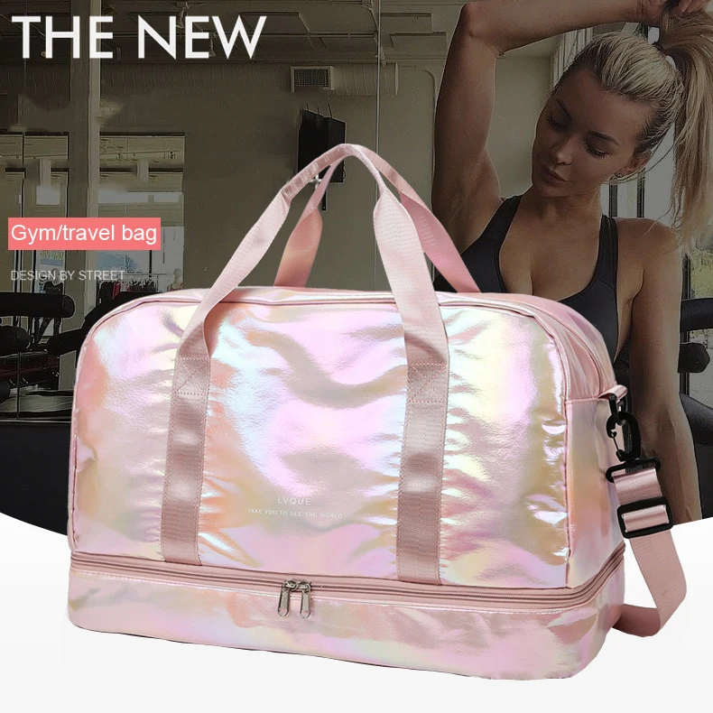 wholesale oxford double bottom Waterproof Sports pink outdoor Travel tote duffel zipper gym training team fitness bag sack