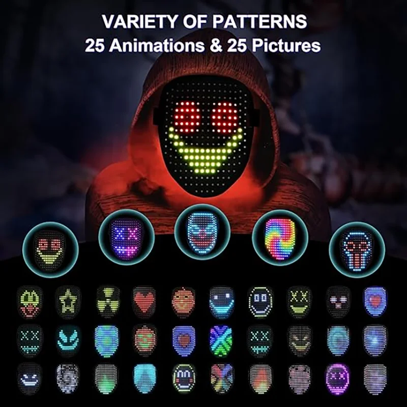 2024 Hot Sale Face Mask Small Gesture Induction Magic Shining Lighting Mask LED Mask for Halloween