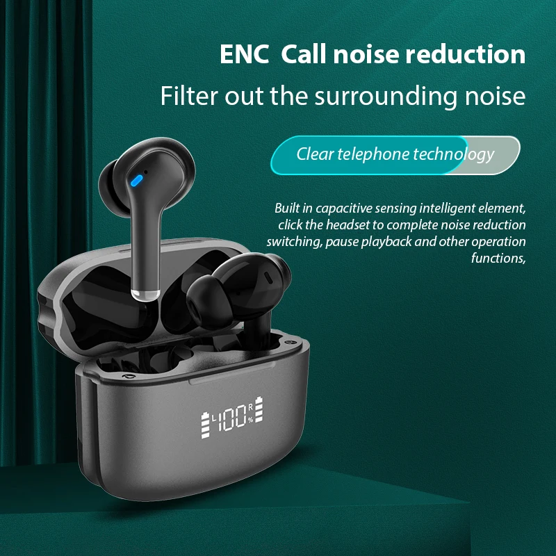 2022 New Arrival V5.1 Sports Running Gaming Earbuds Anc Earbuds Noise Cancelling Earphone For Iphone Support Ai Assistant