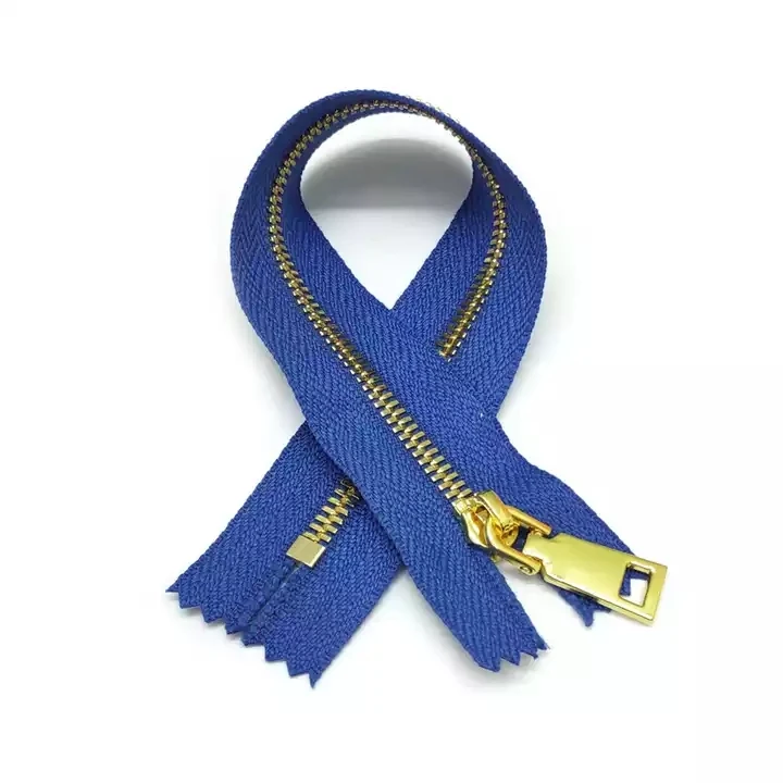 Heavy Duty Close End Brass Metal Zipper Private Label Bag Accessories Brass Teeth Industrial Metal Zipper For Bag