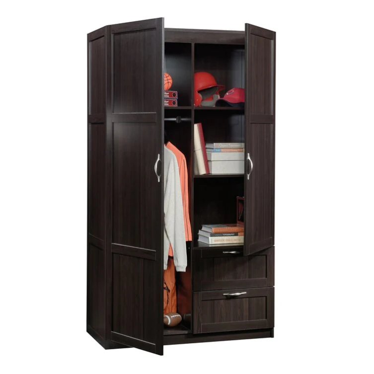 24 Years Factory Direct Traditional Style Customize Wooden 3 Door Brown Wardrobe with Drawers for Bedroom