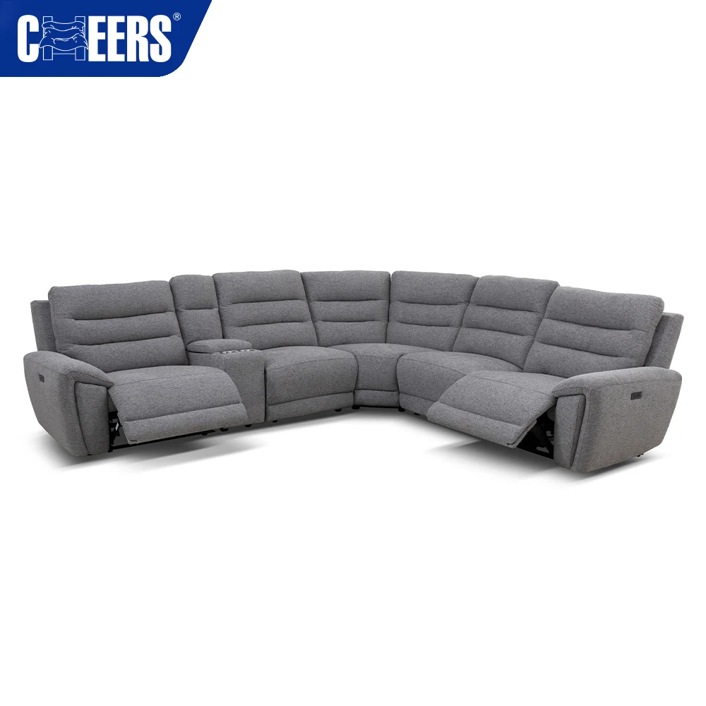Luxury Power Corner Fabric Recliner Modern Furniture Curved Lounge Living Room Sofas Sectional L Shaped Sofa With USB