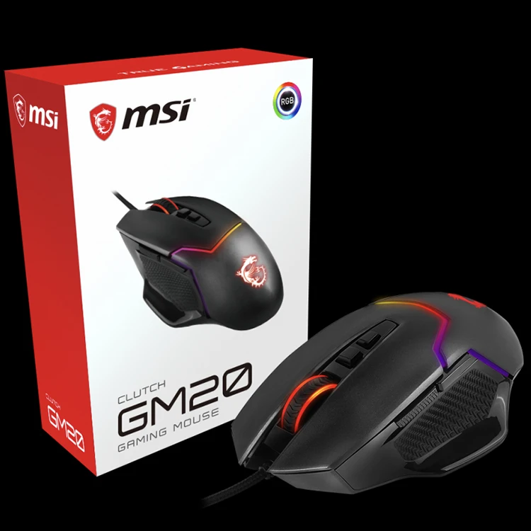 MSI Clutch GM20 FPS Gaming Mouse with 6200 DPI Wired RGB Symmetrical Design Support Adjustable Om.ron Switch