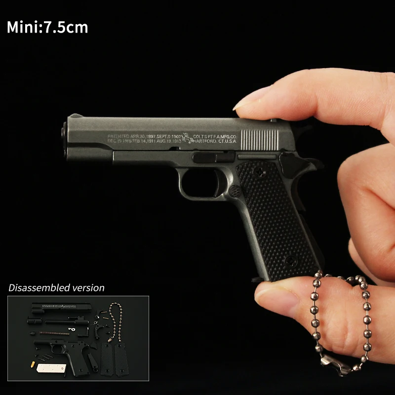 Gun Pistol Realistic 1911 Gun Keychain Metal Pistol Model Mini Shaped Keychain Metal Toy Gun Pistol