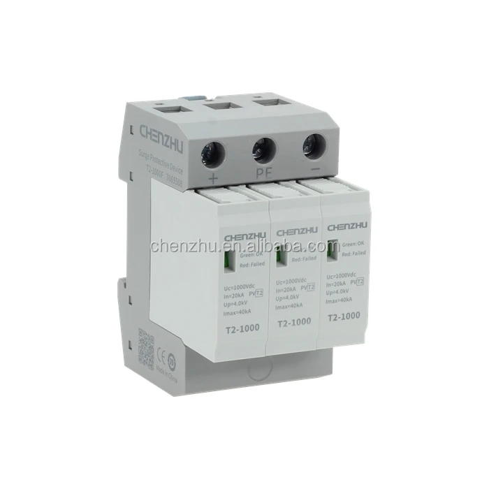 T2-1000 1000V DC power SPD 40KA surge protective device hot-pluggable grounded through DIN rail SHANGHAI CHENZHU