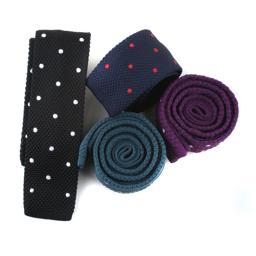Men Knitted Knit Dot Ties Fashion Skinny Narrow Slim Neck Ties For Men Skinny Cravat