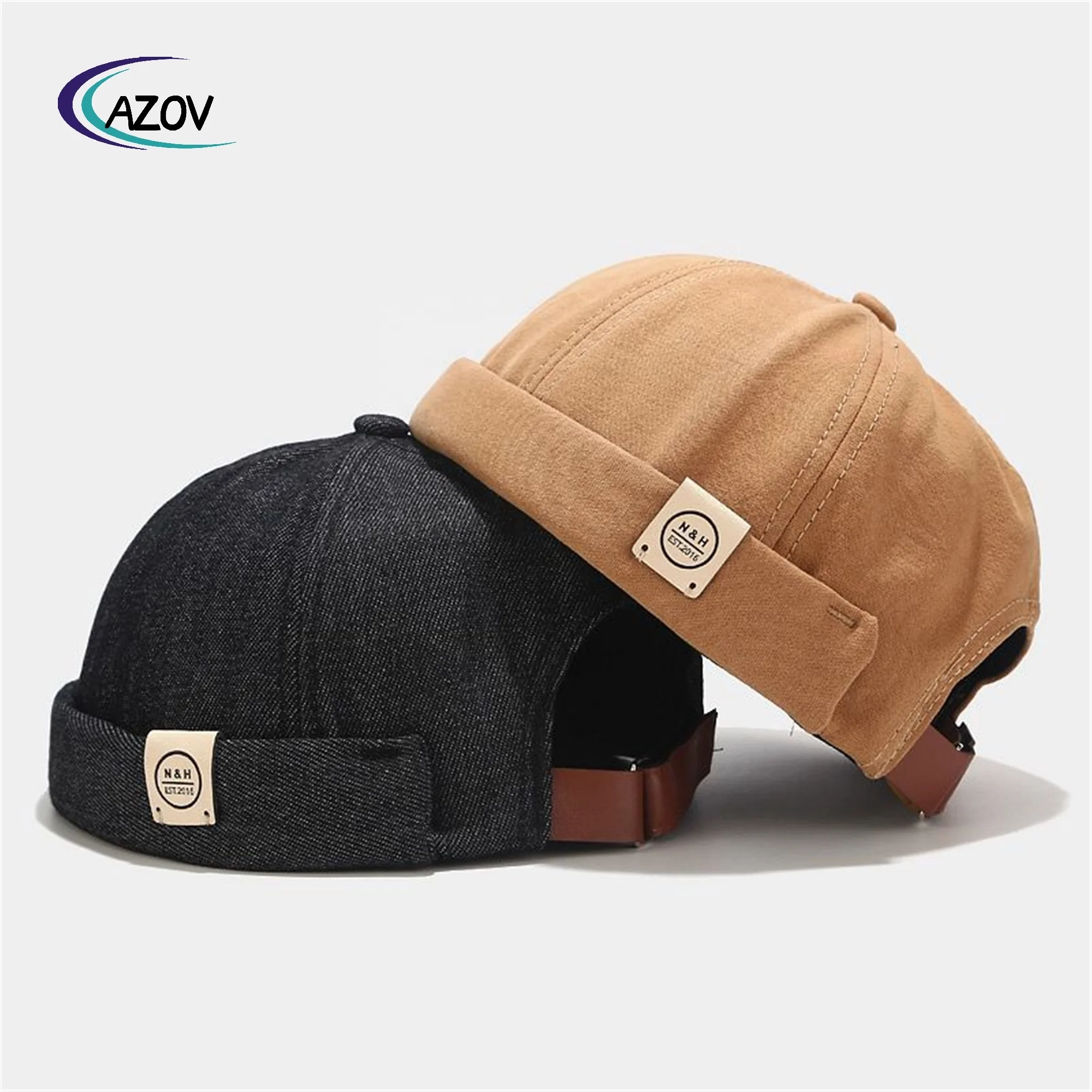 Skullcap Korean-Yupi Street brimless Chinese landlord hat Denim sailor retro student skullcap fashion