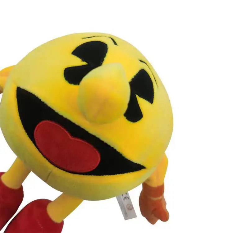 25cm Cute Plush Toy Cartoon Yellow Smiling Face Expression Pacman Stuffed Toy Doll for Kids Baby Birthday Christmas Gifts