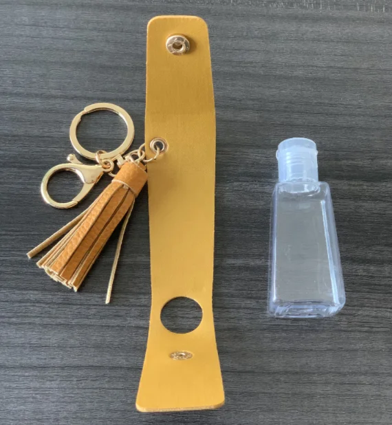 Leather Hand Sanitizer Bottle Holder Keychain Bags Travel Portable Hand Alcohol Bottle Holder