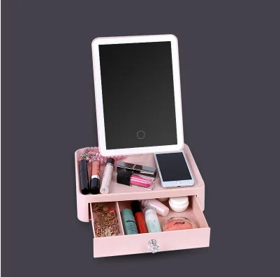
Lighted desktop led makeup mirror fill light multi-function storage dressing beauty makeup mirror 