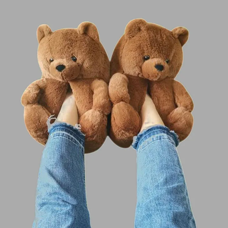 Winter 2021 Ladies Indoor Fuzzy Teddy Plush Fluffy Shoes Women House Adult Teddy Bear Home Slippers For Women Girls