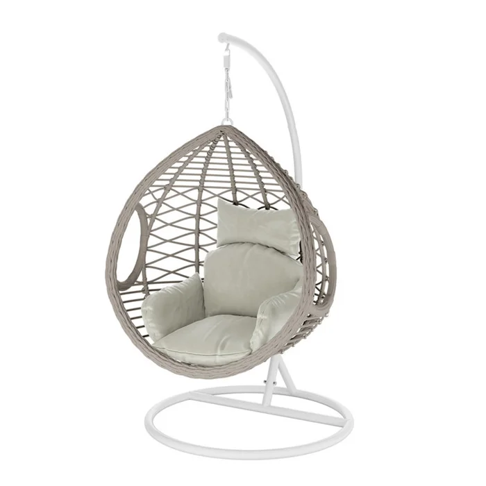Factory Wholesale Price Large Outdoor Wicker Hanging Plastic Egg Chair with Handle, egg shaped outdoor chairs