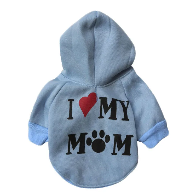 I Love My Mom winter hooded dog sweatshirt hoodie pet clothes for dog