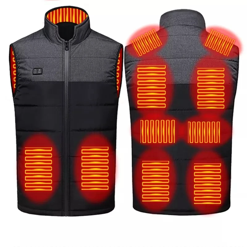 Unisex Winter 4/9/11 Zone Heating Gilet Waistcoat Thermal 3 Ajustable Temperature  Usb Electric Rechargeable Heated Vest