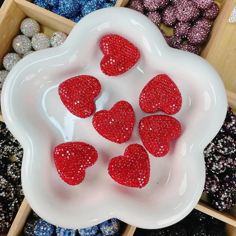 2023 High quality pave Love pearls elliptical crystal disco ball beads rhinestone ball beads for bracelets