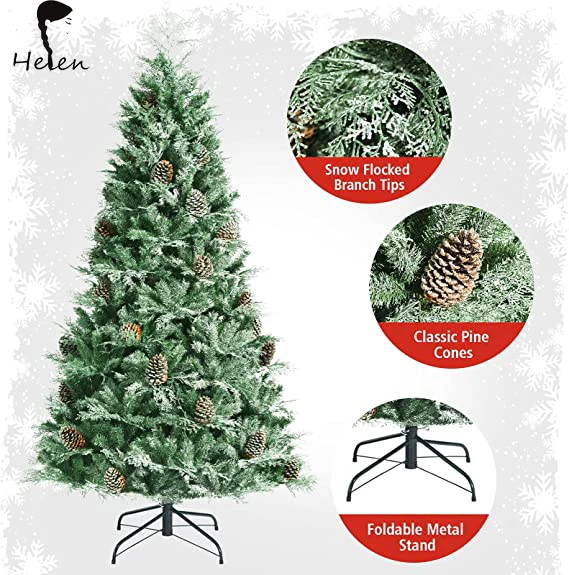Helen 6ft Artificial Christmas Tree Xmas Holiday Decoration Christmas Pine Tree Red Berries Christmas Pine Tree