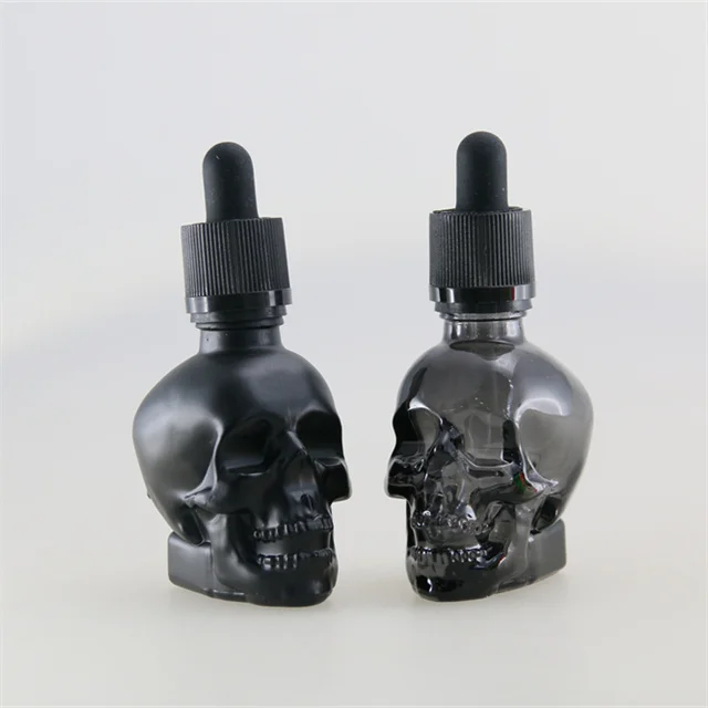 Customized skull head glass dropper bottle 30ml 100ml glass bottle with skull