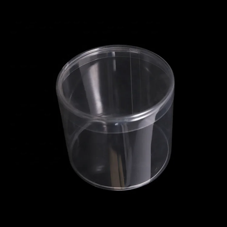 Clear PVC Cylinder Box round Clear Plastic Container with Embossing Recycled Materials for Blister Use