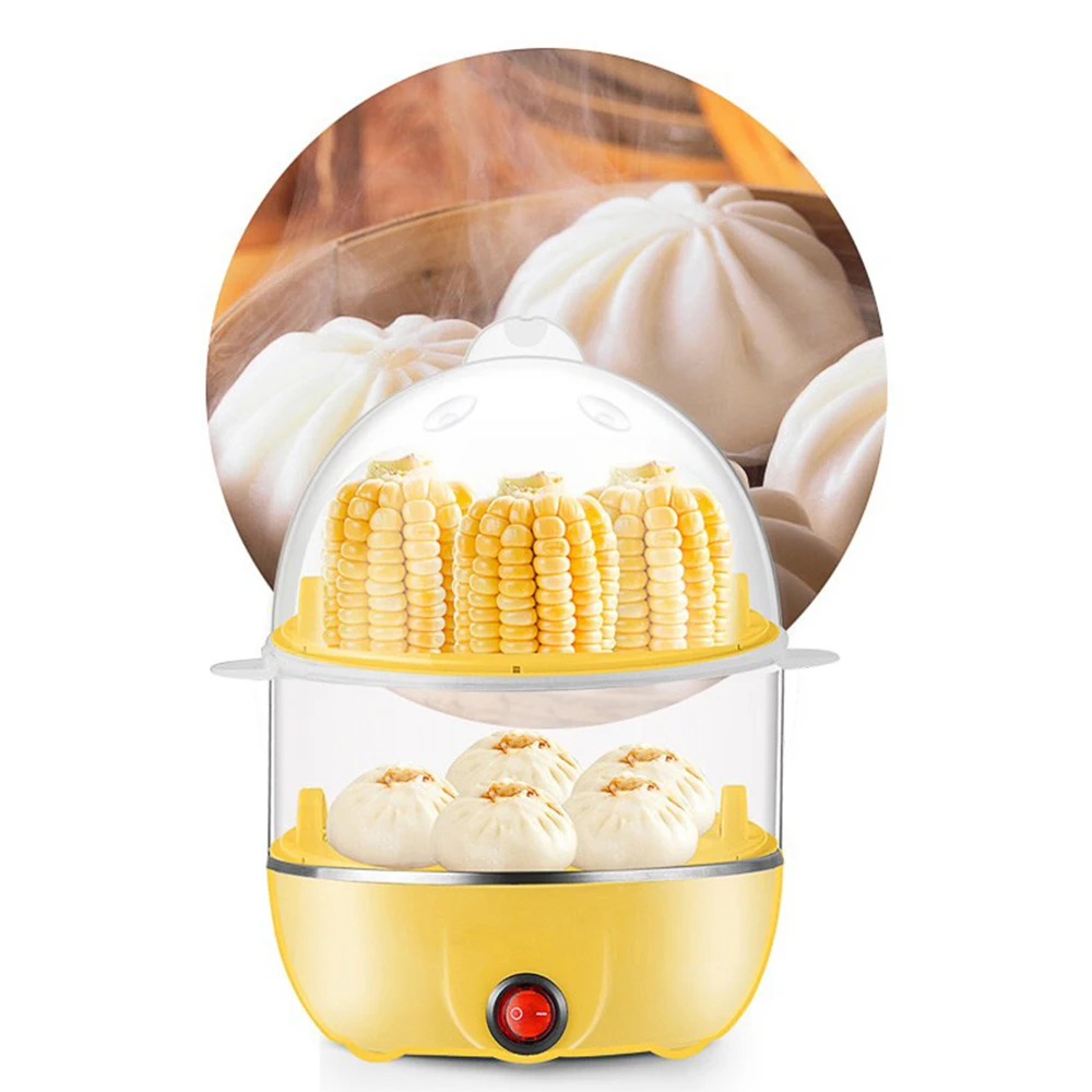 Deluxe Rapid Egg Cooker: Electric Double Layer Capacity For Hard Boiled, Poached/Steamed Vegetables And Seafood, Dumplings&More