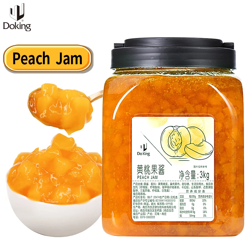 China Doking Hot Sale Organic Fruit Jam Delicious Peach Jam Fruit Puree Jam For Beverages Drins Desserts