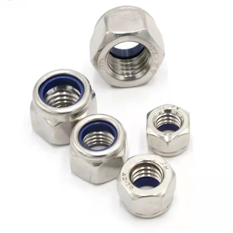 DIN985 Stainless Steel Hex Nylock Nut M5 M6 M8 M12 Hexagon Lock Nut High Quality Nylon Insert Nylock Nuts