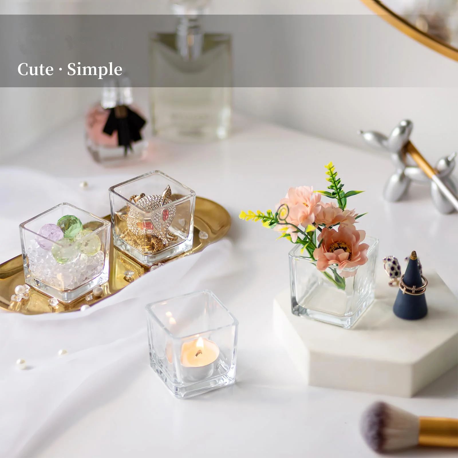 Diy Multifunctional Small High Temperature Resistant Thickened Transparent Glass Candle Holder For Floating Candles