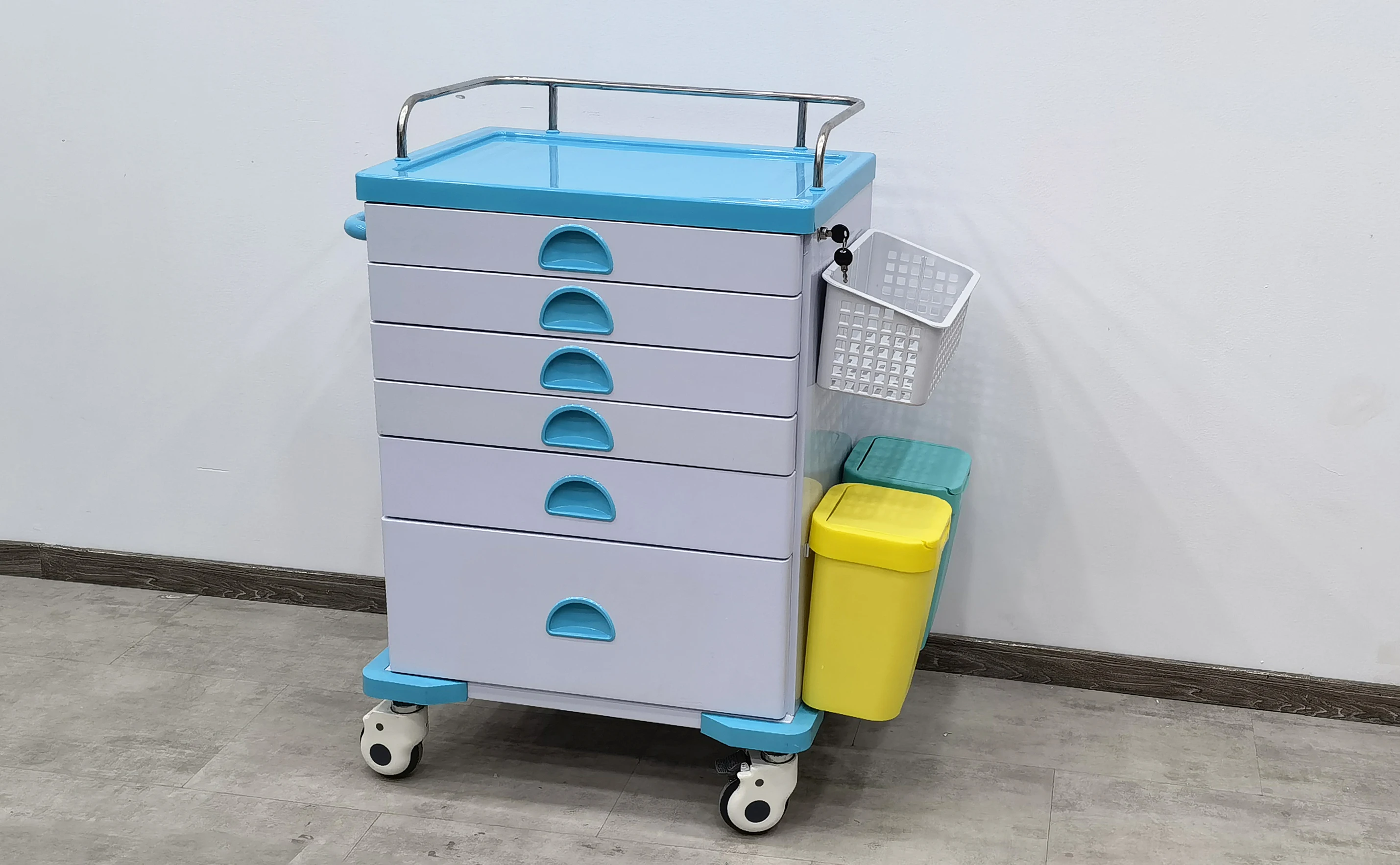 Ginee Medical Abs Plastic Medicine Medical Cart Emergency Treatment Trolley For Clinic Hospital Medical Crash Cart