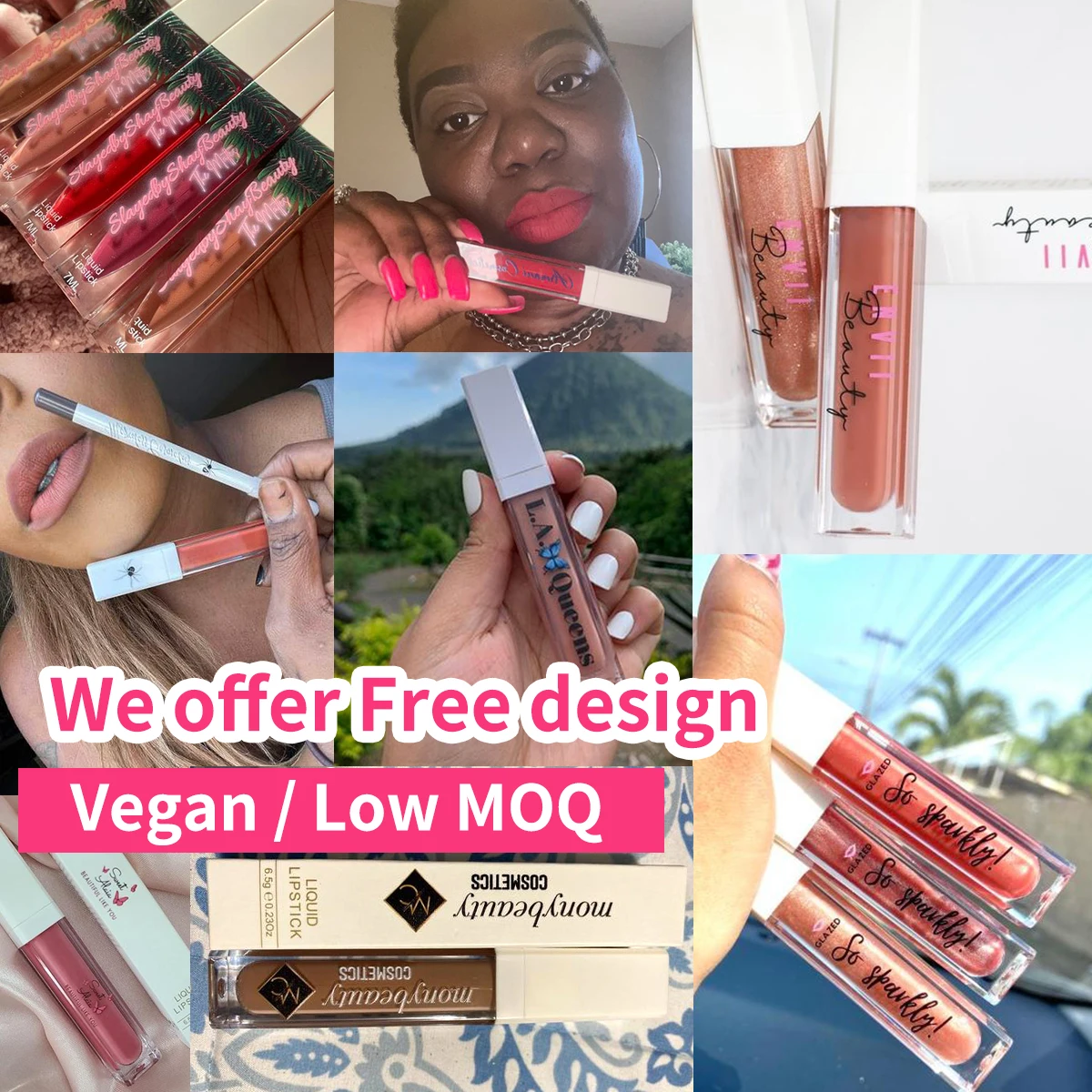 make your own beauty lip kit Private label cruety free vegan glossy pigmented lip gloss and lip liner set