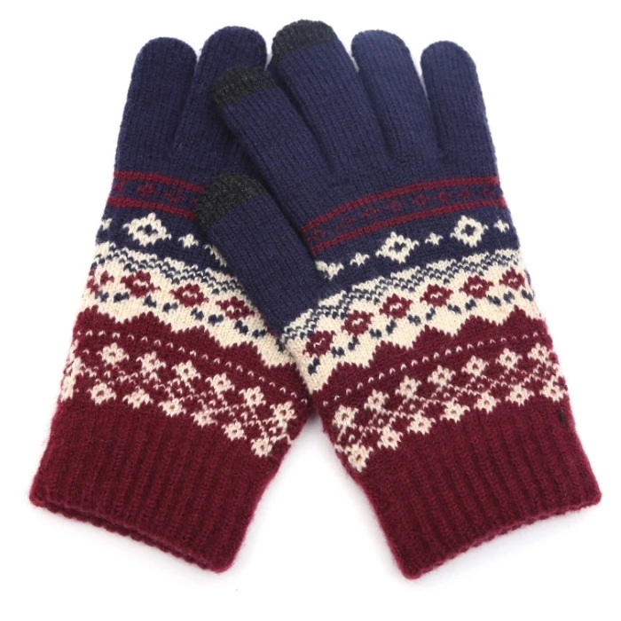 High Quality Winter Gloves Knitted Warm Touch Screen Gloves Striped Fashionable Warm Gloves