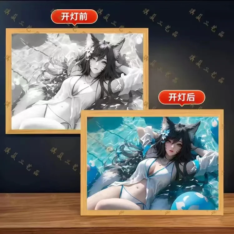 LOL периферия лол Серафин фото 3D светодиодный ночной Светильник Декор деревянная светодиодная рамка с анимацией настенное искусство для домашнего декора подарок