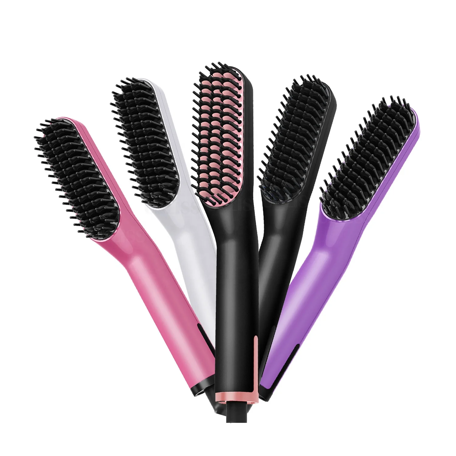 3 in 1 Electric Hair Straightener Brush Hair Beard Straightener Curling Hair Styler Straightening Iron Heat Brush Comb