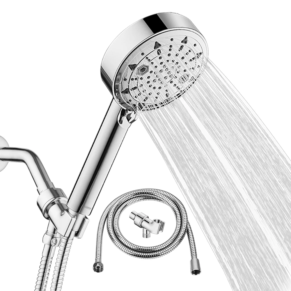 Bathroom Durable Plastic Shower Head 5 Modes High Pressure Handheld Adjustable Massage Hand Shower for Water Conservation