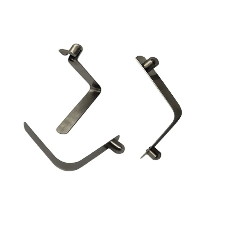 Custom Metal Lock Double Button Spring Clip Flat V Shape Spring Clips For Extension Tube