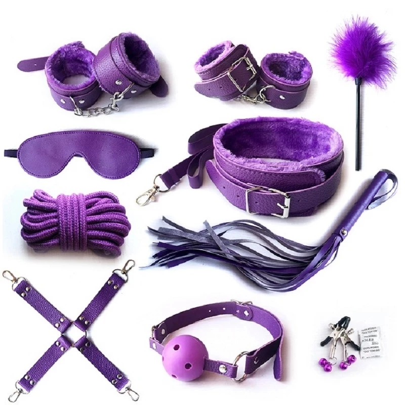 BDSM Bondage Restraint Set Sex Handcuffs Whip Anal Beads Butt Plug Anal Plug Bullet Vibrator Sex Toys for Woman Adult S&M Fetish